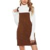 imageYeokou Womens Casual Corduroy Bib Knee Length Overalls Pinafore Midi Dress JumpsuitBrown