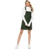 imageYeokou Womens Casual Corduroy Bib Knee Length Overalls Pinafore Midi Dress JumpsuitDarkgreen