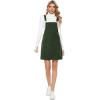 imageYeokou Womens Casual Corduroy Bib Knee Length Overalls Pinafore Midi Dress JumpsuitDarkgreen