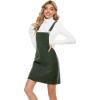 imageYeokou Womens Casual Corduroy Bib Knee Length Overalls Pinafore Midi Dress JumpsuitDarkgreen