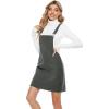 imageYeokou Womens Casual Corduroy Bib Knee Length Overalls Pinafore Midi Dress JumpsuitGrey
