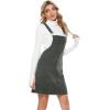 imageYeokou Womens Casual Corduroy Bib Knee Length Overalls Pinafore Midi Dress JumpsuitGrey