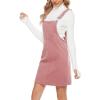 imageYeokou Womens Casual Corduroy Bib Knee Length Overalls Pinafore Midi Dress JumpsuitPink