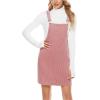 imageYeokou Womens Casual Corduroy Bib Knee Length Overalls Pinafore Midi Dress JumpsuitPink