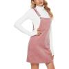imageYeokou Womens Casual Corduroy Bib Knee Length Overalls Pinafore Midi Dress JumpsuitPink