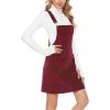 imageYeokou Womens Casual Corduroy Bib Knee Length Overalls Pinafore Midi Dress JumpsuitWinered