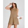imageYeokou Womens Casual Rompers Stretchy Onesie Summer Sleeveless Shorts Jumpsuits with PocketsKhaki