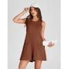 imageYeokou Womens Casual Rompers Stretchy Onesie Summer Sleeveless Shorts Jumpsuits with PocketsRust