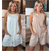 imageYeokou Womens Casual Rompers Stretchy Onesie Summer Sleeveless Shorts Jumpsuits with PocketsWhite