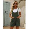 imageYeokou Womens Casual Summer Cotton Linen Rompers Overalls Jumpsuit ShortsArmygreen