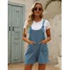 imageYeokou Womens Casual Summer Cotton Linen Rompers Overalls Jumpsuit ShortsBlue