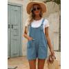 imageYeokou Womens Casual Summer Cotton Linen Rompers Overalls Jumpsuit ShortsBlue