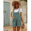 imageYeokou Womens Casual Summer Cotton Linen Rompers Overalls Jumpsuit ShortsDark Green