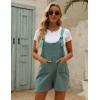 imageYeokou Womens Casual Summer Cotton Linen Rompers Overalls Jumpsuit ShortsDark Green