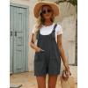 imageYeokou Womens Casual Summer Cotton Linen Rompers Overalls Jumpsuit ShortsDarkgrey