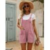 imageYeokou Womens Casual Summer Cotton Linen Rompers Overalls Jumpsuit ShortsPink