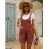 imageYeokou Womens Casual Summer Cotton Linen Rompers Overalls Jumpsuit ShortsRed
