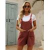 imageYeokou Womens Casual Summer Cotton Linen Rompers Overalls Jumpsuit ShortsRed