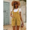 imageYeokou Womens Casual Summer Cotton Linen Rompers Overalls Jumpsuit ShortsYellow