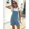 imageYeokou Womens Cotton Linen Short Overalls Casual Summer Bib Shortalls with PocketsBlue