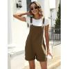 imageYeokou Womens Cotton Linen Short Overalls Casual Summer Bib Shortalls with PocketsKhaki