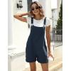 imageYeokou Womens Cotton Linen Short Overalls Casual Summer Bib Shortalls with PocketsNavy