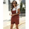 imageYeokou Womens Cotton Linen Short Overalls Casual Summer Bib Shortalls with PocketsRed