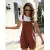 imageYeokou Womens Cotton Linen Short Overalls Casual Summer Bib Shortalls with PocketsRed