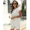imageYeokou Womens Cotton Linen Short Overalls Casual Summer Bib Shortalls with PocketsWhite