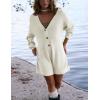 imageYeokou Womens Knit Sweater Rompers Casual Long Sleeve Crewneck Button Down Maternity Shorts JumpsuitsBeige