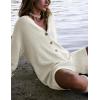 imageYeokou Womens Knit Sweater Rompers Casual Long Sleeve Crewneck Button Down Maternity Shorts JumpsuitsBeige