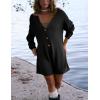 imageYeokou Womens Knit Sweater Rompers Casual Long Sleeve Crewneck Button Down Maternity Shorts JumpsuitsBlack