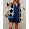 imageYeokou Womens Knit Sweater Rompers Casual Long Sleeve Crewneck Button Down Maternity Shorts JumpsuitsNavy