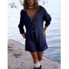 imageYeokou Womens Knit Sweater Rompers Casual Long Sleeve Crewneck Button Down Maternity Shorts JumpsuitsNavy