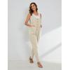 imageYeokou Womens Overalls Linen Cotton Jumpsuits Loose Casual Jumpers with PocketsBeige