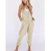imageYeokou Womens Overalls Linen Cotton Jumpsuits Loose Casual Jumpers with PocketsBeige