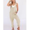 imageYeokou Womens Overalls Linen Cotton Jumpsuits Loose Casual Jumpers with PocketsBeige