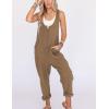 imageYeokou Womens Overalls Linen Cotton Jumpsuits Loose Casual Jumpers with PocketsKhaki