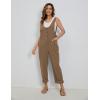 imageYeokou Womens Overalls Linen Cotton Jumpsuits Loose Casual Jumpers with PocketsKhaki