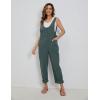 imageYeokou Womens Overalls Linen Cotton Jumpsuits Loose Casual Jumpers with PocketsLakeblue