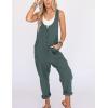 imageYeokou Womens Overalls Linen Cotton Jumpsuits Loose Casual Jumpers with PocketsLakeblue