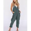 imageYeokou Womens Overalls Linen Cotton Jumpsuits Loose Casual Jumpers with PocketsLakeblue