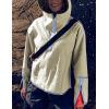 imageYeokou Womens Windbreaker Jacket Outdoors Hiking Reflective Striping Hooded Half Zip Pullover Contrast Pocketed OuterwearOatmeal