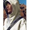 imageYeokou Womens Windbreaker Jacket Outdoors Hiking Reflective Striping Hooded Half Zip Pullover Contrast Pocketed OuterwearOatmeal