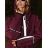 imageYeokou Womens Windbreaker Jacket Outdoors Hiking Reflective Striping Hooded Half Zip Pullover Contrast Pocketed OuterwearWinered