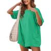 imageYeokou Rompers for Women Casual Short Sleeve Oversized Athletic Workout Reversible Hot Shot Tee Romper Deep PocketsGreen