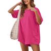 imageYeokou Rompers for Women Casual Short Sleeve Oversized Athletic Workout Reversible Hot Shot Tee Romper Deep PocketsHotpink