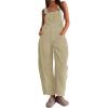 imageYeokou Women Corduroy Bib Overalls Fall Barrel Leg Jumpsuits Adjustable Straps Multi Pockets Long Pants RompersBeige