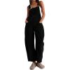 imageYeokou Women Corduroy Bib Overalls Fall Barrel Leg Jumpsuits Adjustable Straps Multi Pockets Long Pants RompersBlack