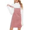 imageYeokou Womens Casual Corduroy Bib Knee Length Overalls Pinafore Midi Dress JumpsuitPink